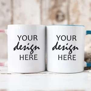 Mr & Mrs Set of Two Personalized pink and blue Mugs